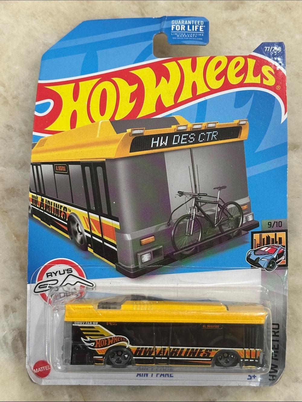 Hot Wheels Yellow & Black Metro Bus Toy - Collectible Kids Vehicle
